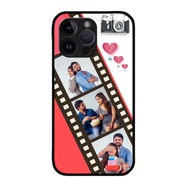 iPhone 14 Pro Personalized Glass Phone Case - 3 Image Holder with Film Reel iPhone 14 Pro Personalized Glass Phone Case - 3 Image Holder with Film Reel