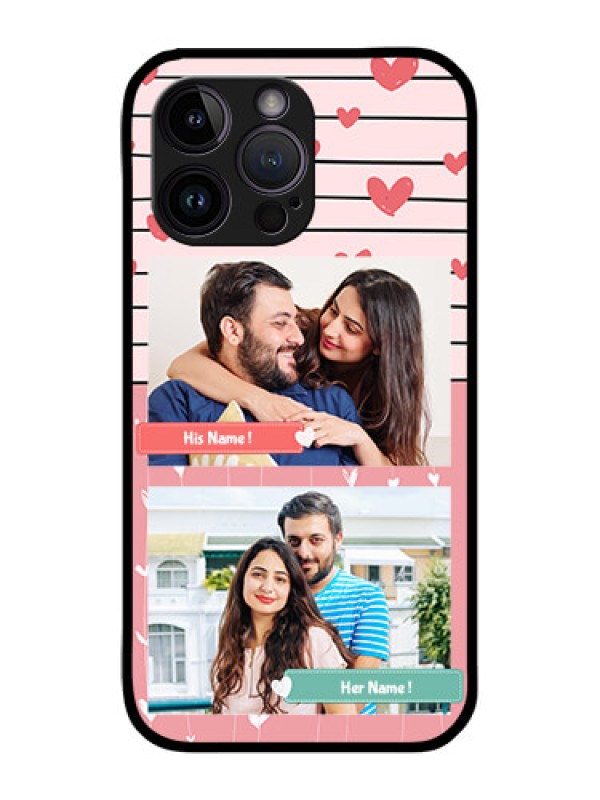 Custom iPhone 14 Pro Custom Glass Mobile Case - Photo with Heart Design