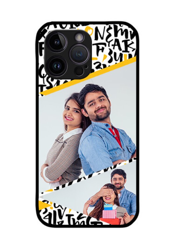iPhone 14 Pro Custom Glass Mobile Case - Letters Pattern Design