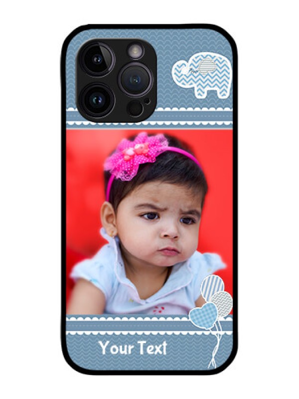 Custom iPhone 14 Pro Photo Printing on Glass Case - with Kids Pattern Design