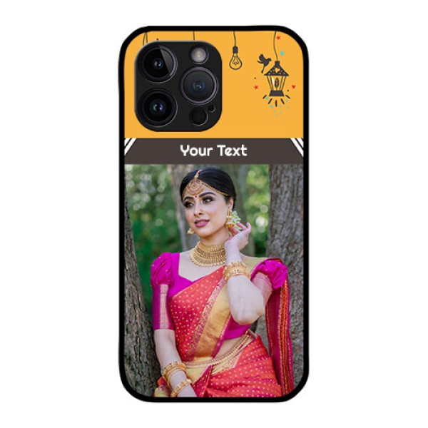 iPhone 14 Pro Custom Glass Mobile Case - with Family Picture and Icons