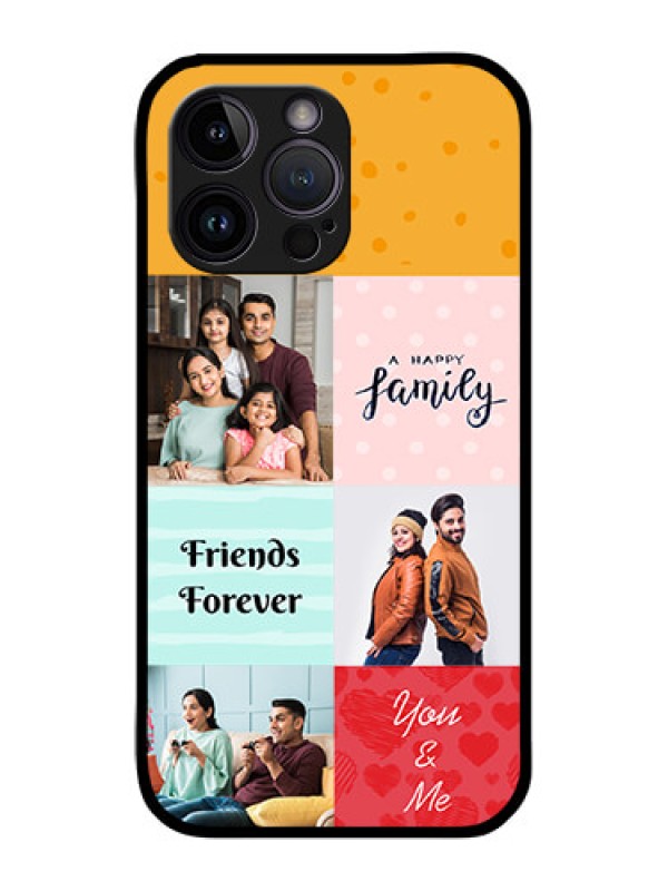 Custom iPhone 14 Pro Personalized Glass Phone Case - Images with Quotes Design