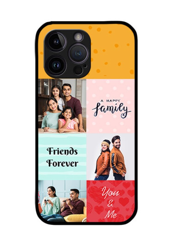 iPhone 14 Pro Personalized Glass Phone Case - Images with Quotes Design