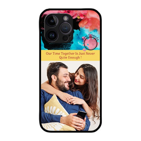 iPhone 14 Pro Custom Glass Mobile Case - Quote with Acrylic Painting Design