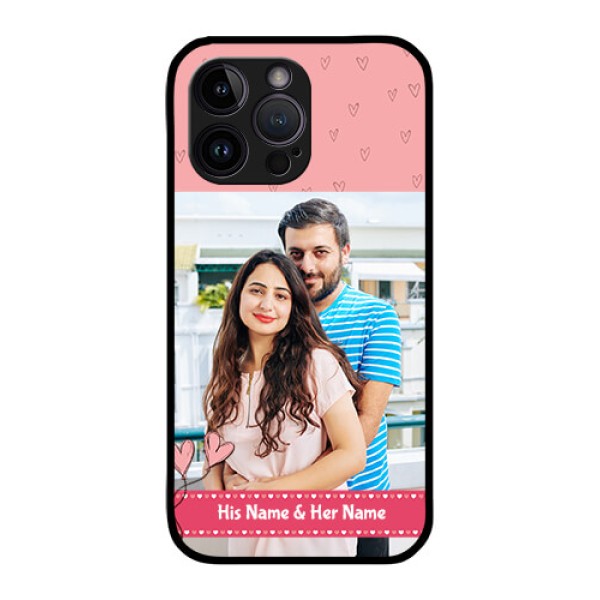 iPhone 14 Pro Personalized Glass Phone Case - Love Design Peach Color iPhone 14 Pro Personalized Glass Phone Case - Love Design Peach Color