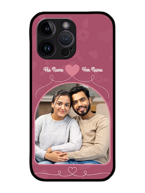 Custom iPhone 14 Pro Photo Printing on Glass Case - Love Floral Design