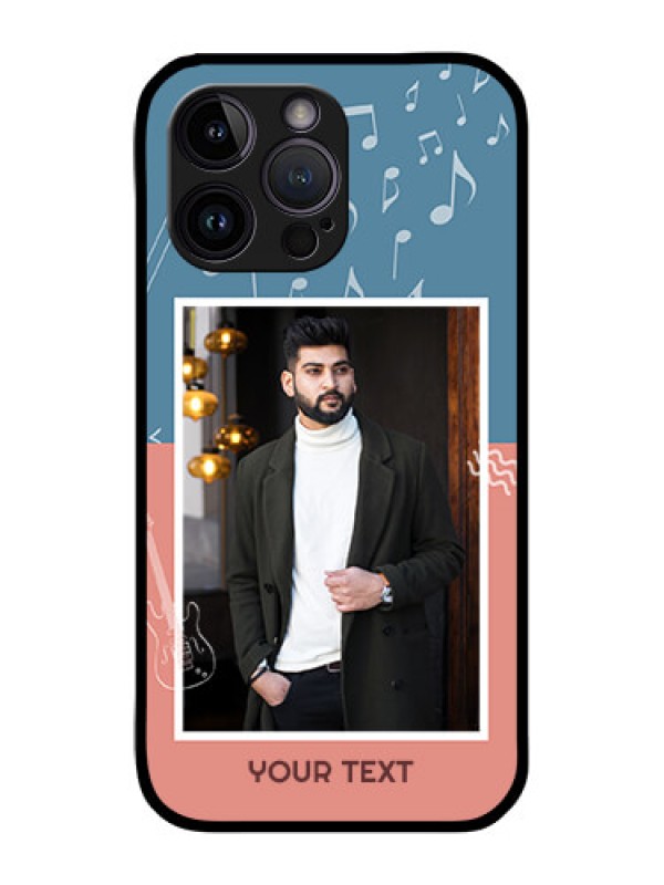 Custom iPhone 14 Pro Photo Printing on Glass Case - with Color Musical Note Design
