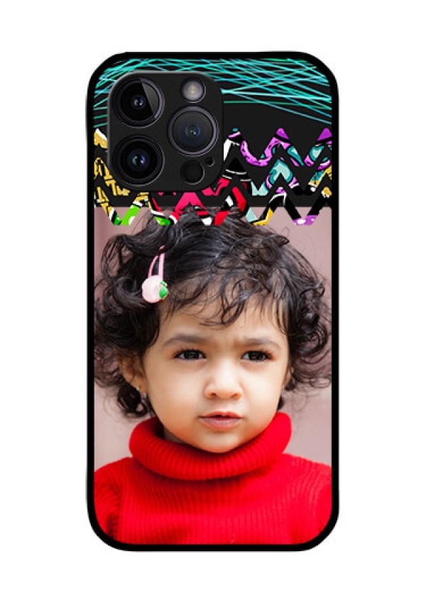 iPhone 14 Pro Personalized Glass Phone Case - Neon Abstract Design