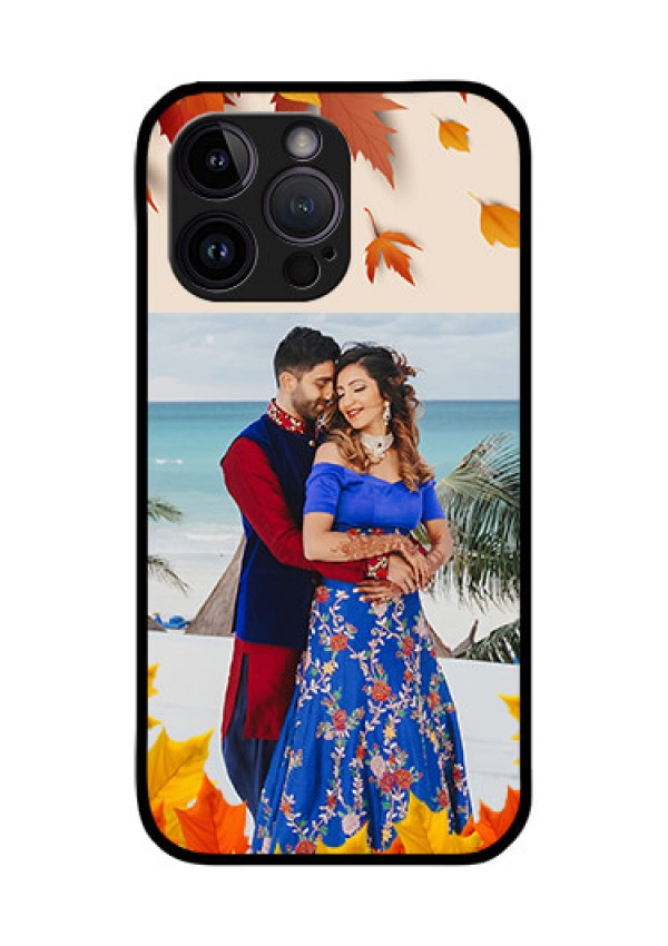 iPhone 14 Pro Photo Printing on Glass Case - Autumn Maple Leaves Design