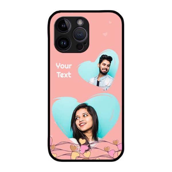 iPhone 14 Pro Custom Glass Mobile Case - Love Doodle Design