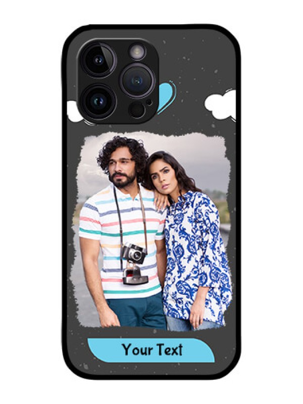 Custom iPhone 14 Pro Custom Glass Phone Case - Splashes with love doodles Design