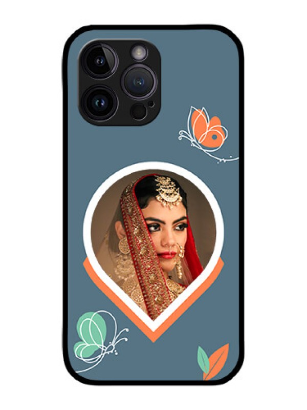 Custom iPhone 14 Pro Custom Glass Mobile Case - Droplet Butterflies Design