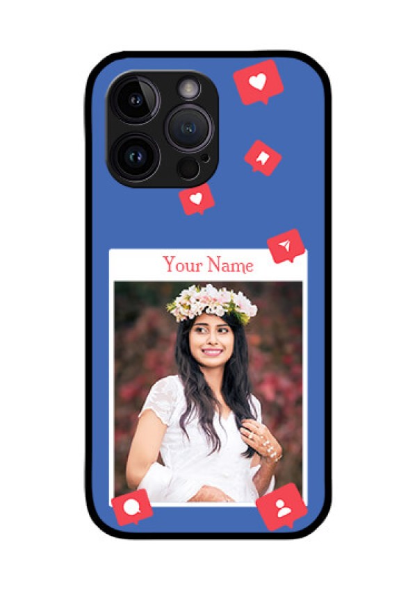 iPhone 14 Pro Custom Glass Phone Case - Like Share And Comment Design