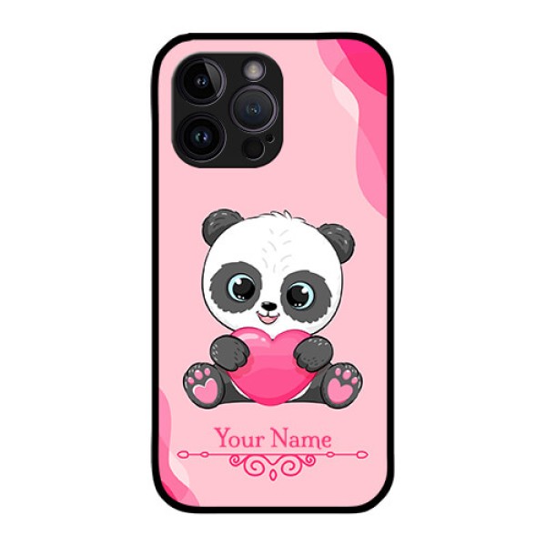 iPhone 14 Pro Custom Glass Mobile Case - Cute Panda Design