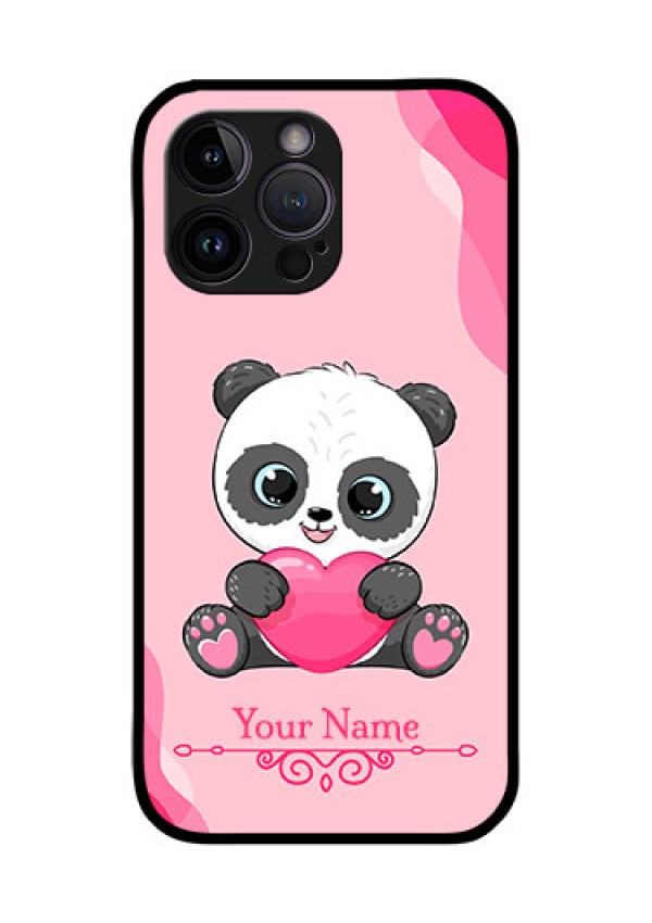 iPhone 14 Pro Custom Glass Mobile Case - Cute Panda Design