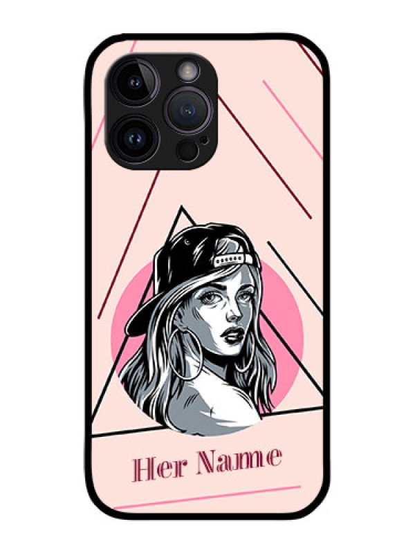 Custom iPhone 14 Pro Personalized Glass Phone Case - Rockstar Girl Design