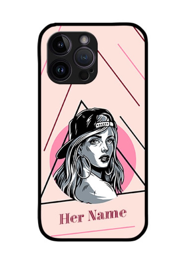 iPhone 14 Pro Personalized Glass Phone Case - Rockstar Girl Design