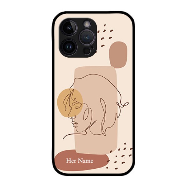 iPhone 14 Pro Photo Printing on Glass Case - Calm Woman line art Design iPhone 14 Pro Photo Printing on Glass Case - Calm Woman line art Design