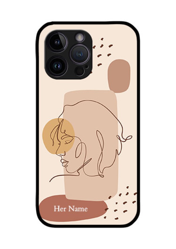 iPhone 14 Pro Photo Printing on Glass Case - Calm Woman line art Design