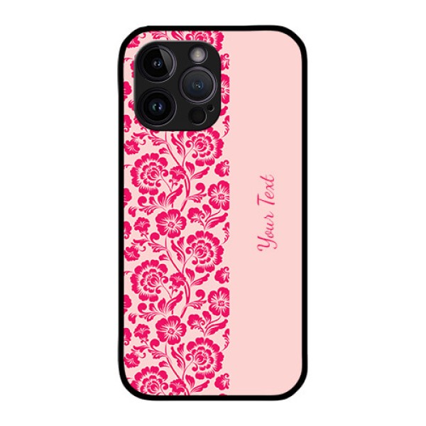 iPhone 14 Pro Custom Glass Phone Case - Attractive Floral Pattern Design