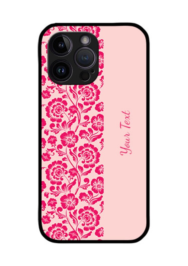 iPhone 14 Pro Custom Glass Phone Case - Attractive Floral Pattern Design
