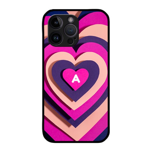 iPhone 14 Pro Custom Glass Mobile Case - Cute Heart Pattern Design