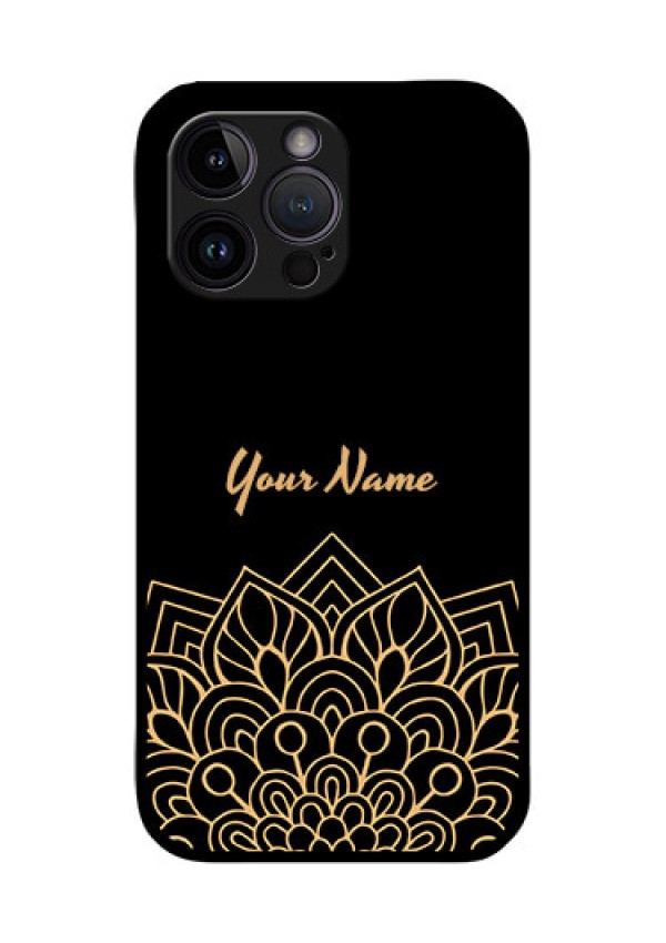 iPhone 14 Pro Custom Glass Phone Case - Golden mandala Design
