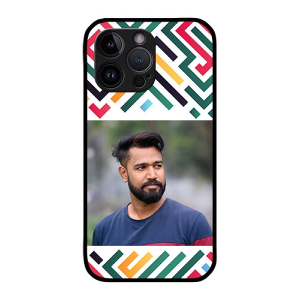 iPhone 14 Pro Personalized Glass Phone Case - Colorful Maze Pattern Design iPhone 14 Pro Personalized Glass Phone Case - Colorful Maze Pattern Design