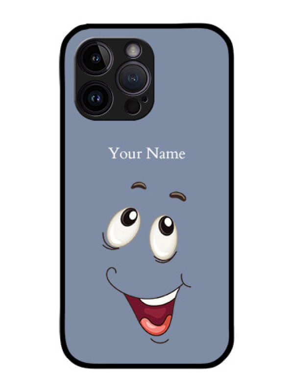 Custom iPhone 14 Pro Photo Printing on Glass Case - Laughing Cartoon Face Design