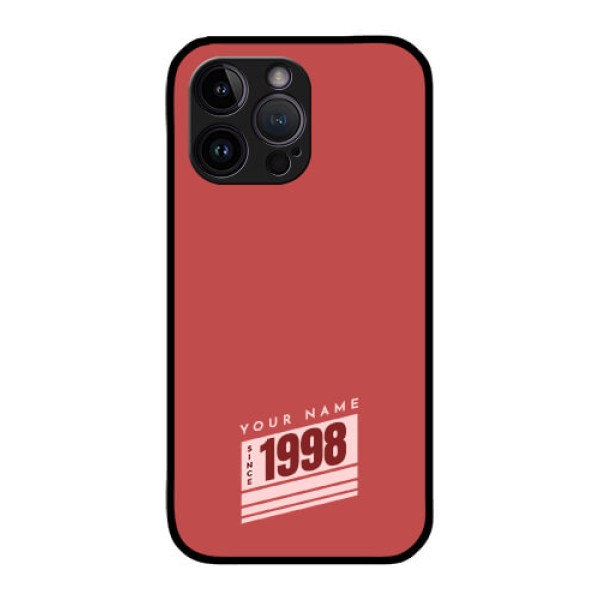 iPhone 14 Pro Custom Glass Phone Case - Red custom year of birth Design