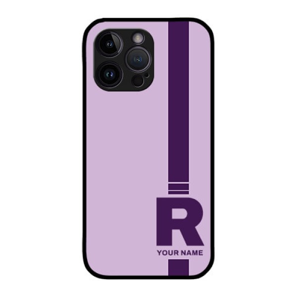 iPhone 14 Pro Photo Printing on Glass Case - Simple dual tone stripe with name Design iPhone 14 Pro Photo Printing on Glass Case - Simple dual tone stripe with name Design
