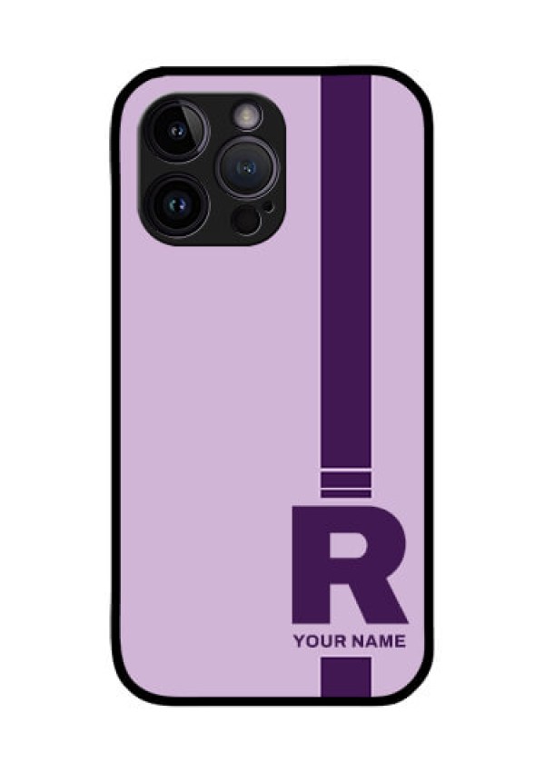 iPhone 14 Pro Photo Printing on Glass Case - Simple dual tone stripe with name Design