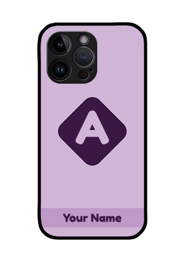 iPhone 14 Pro Custom Glass Mobile Case - Custom Letter in curved badge Design