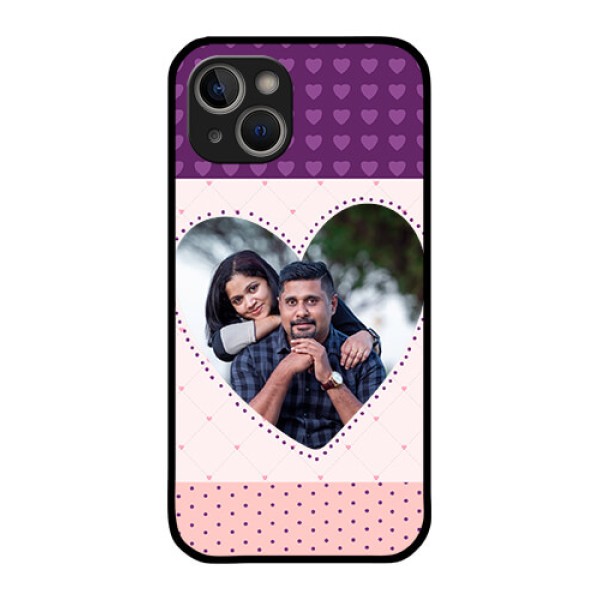 iPhone 14 Custom Glass Phone Case - Violet Love Dots Design
