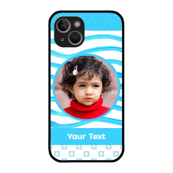 iPhone 14 Custom Glass Phone Case - Simple Blue Case Design iPhone 14 Custom Glass Phone Case - Simple Blue Case Design