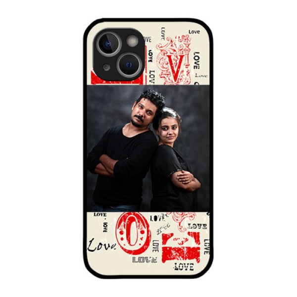 iPhone 14 Photo Printing on Glass Case - Trendy Love Design Case