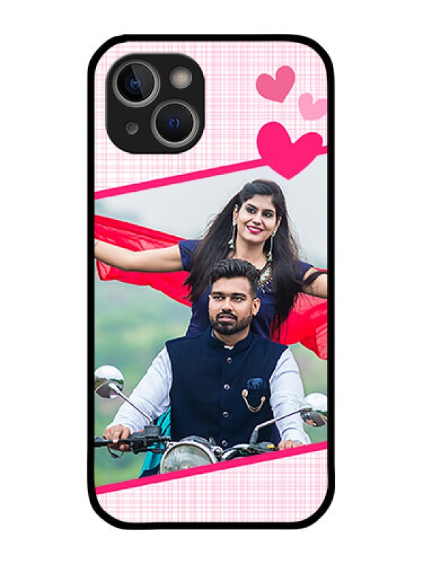 Custom iPhone 14 Custom Glass Phone Case - Love Shape Heart Design