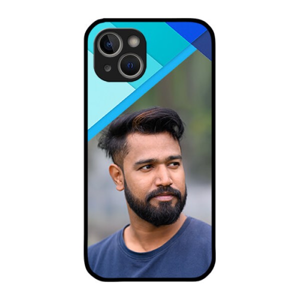 iPhone 14 Custom Glass Phone Case - Blue Pattern Design