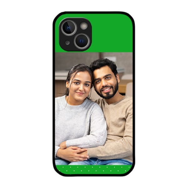 iPhone 14 Personalized Glass Phone Case - Green Pattern Design
