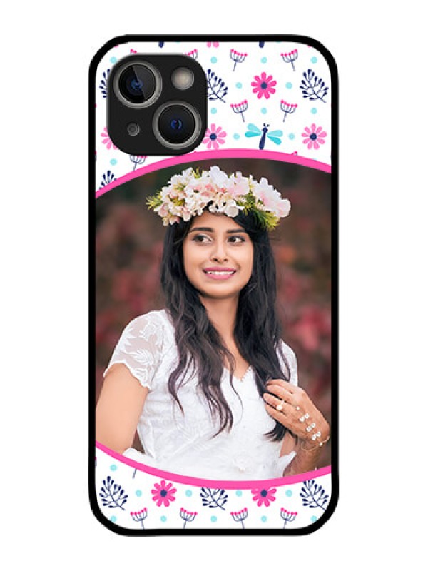 Custom iPhone 14 Photo Printing on Glass Case - Colorful Flower Design