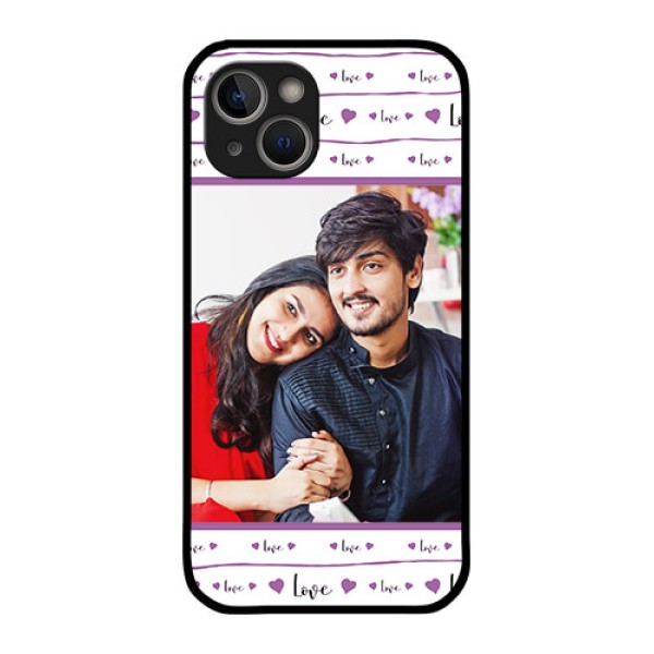 iPhone 14 Custom Glass Mobile Case - Couples Heart Design