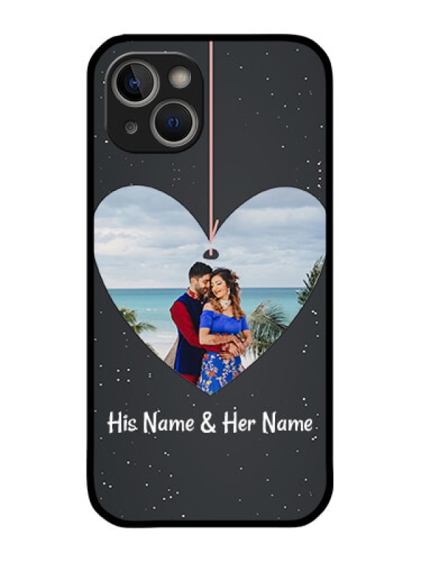 Custom iPhone 14 Custom Glass Phone Case - Hanging Heart Design