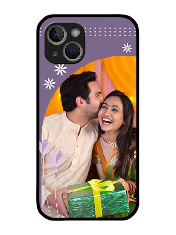 Custom iPhone 14 Custom Glass Mobile Case - Lavender flowers design