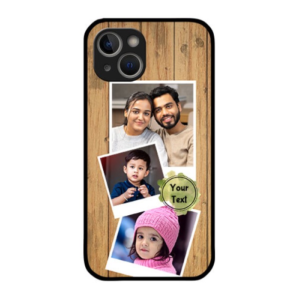 iPhone 14 Custom Glass Phone Case - Wooden Texture Design