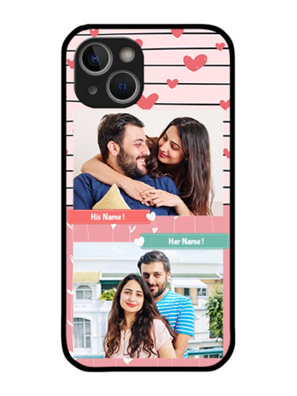 Custom iPhone 14 Custom Glass Mobile Case - Photo with Heart Design