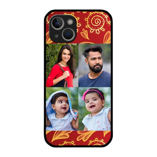 iPhone 14 Photo Printing on Glass Case - 4 Image Traditional Design iPhone 14 Photo Printing on Glass Case - 4 Image Traditional Design