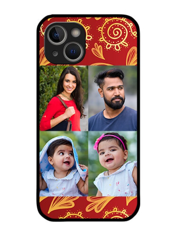 Custom iPhone 14 Photo Printing on Glass Case - 4 Image Traditional Design