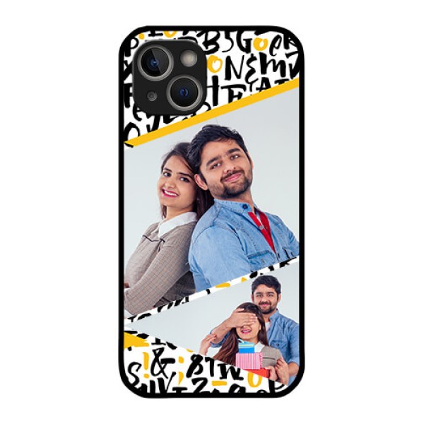 iPhone 14 Custom Glass Mobile Case - Letters Pattern Design