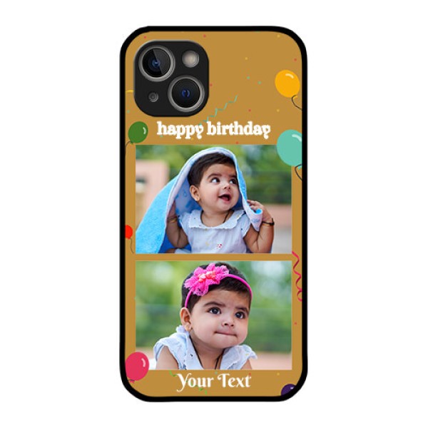 iPhone 14 Personalized Glass Phone Case - Image Holder with Birthday Celebrations Design