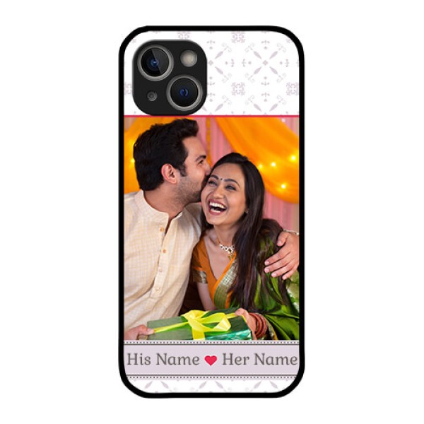 iPhone 14 Custom Glass Mobile Case - with Photo and Ethnic Design iPhone 14 Custom Glass Mobile Case - with Photo and Ethnic Design